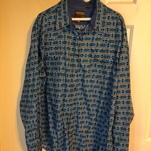 Roper Blue Indigo AztecCasual Pearl Snap Shirt